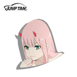 Jump Time 13cm x 9.8cm Funny Waterproof Car Stickers JDM Car Decals For Darling in the Franxx  Zero Two BIG HEAD Vinyl Car Wrap