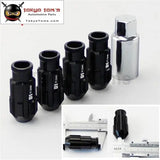 4 Pcs W/ Key 12X1.5 Spec Racing Aluminum Lock Locking Lug Nuts Black