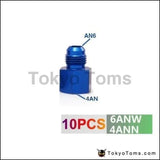 10PCS/LOT Fitting Flare Reducer Female 4AN to Male -6AN Blue Aluminum Nickel Plated 6ANW-4ANN