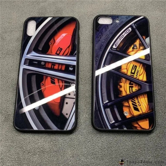 Luxury Racing Car Wheel Brake disc Glass Case for iPhone X Xs Max Xr 8 7 6 6S Plus Motorsport AMG Wheel hub pattern Cover Coque - Tokyo Tom's