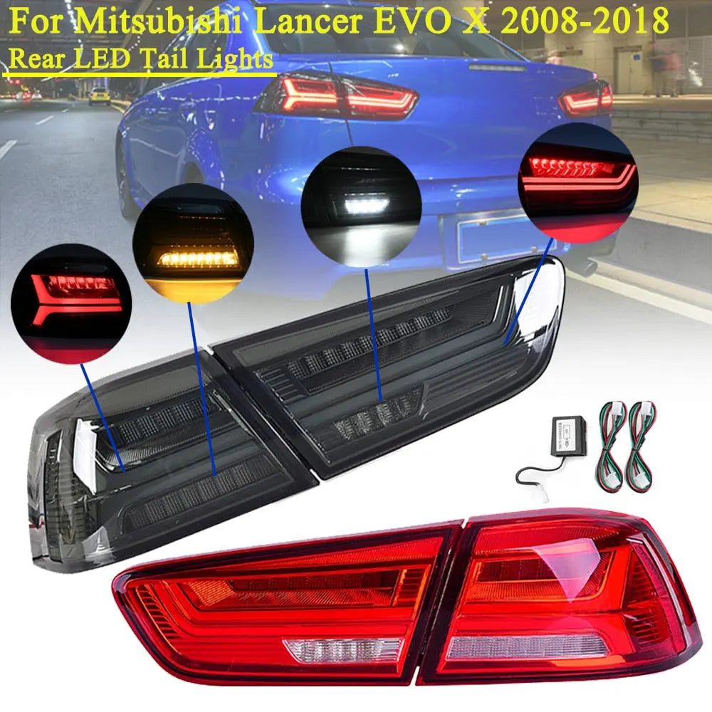 Evo Rize Rear Light Mitsubishi Lancer EVO X 2008-2017 Rear LED Tail Brake Light - Tokyo