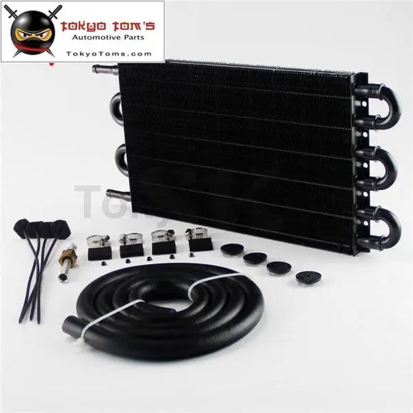 6 Row Radiator Remote Aluminum Transmission Oil Cooler + Hose / Mounting Kit Bk - Tokyo Tom's