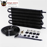 6 Row Radiator Remote Aluminum Transmission Oil Cooler + Hose / Mounting Kit Bk - Tokyo Tom's