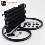 6 Row Radiator Remote Aluminum Transmission Oil Cooler + Hose / Mounting Kit Bk - Tokyo Tom's