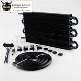 6 Row Radiator Remote Aluminum Transmission Oil Cooler + Hose / Mounting Kit Bk