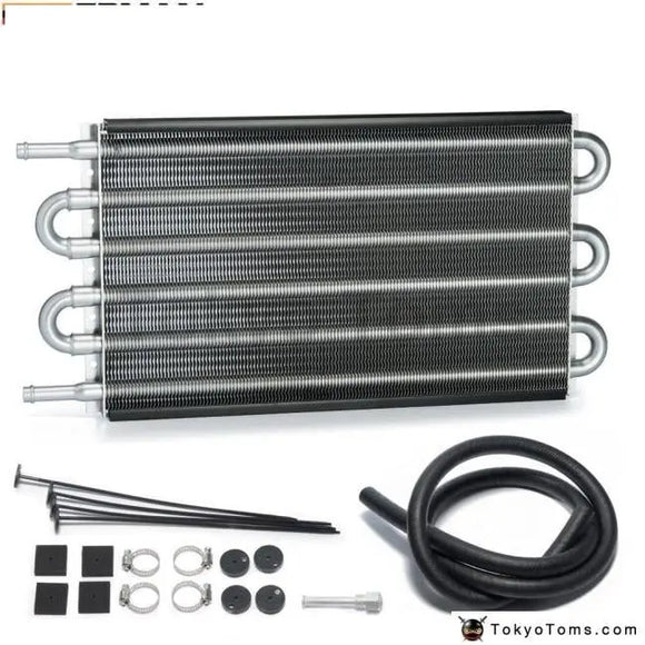 6 Row Radiator Remote Aluminum Transmission Oil Cooler + Hose / Mounting Kit - Tokyo Tom's