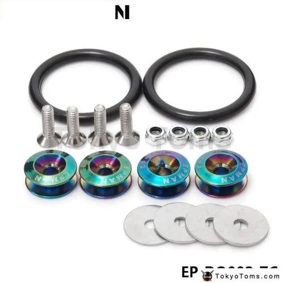 Neo Chrome JDM Aluminum Quick Release Fasteners Kit Fit For Bumper Trun - Tokyo Tom's