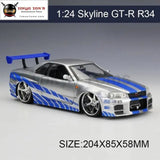 Nissan Skyline GT-R GTR R34 Metal Vehicle - 1:24 Model Car (FAST AND FURIOUS)