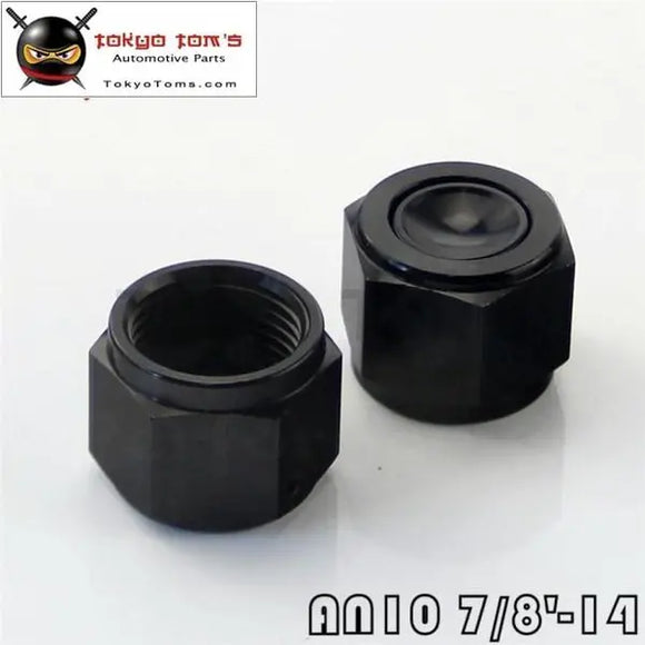 2Pcs Anodized Aluminum 10-An AN10 Adapter Female Flare Cap /Plug/ Nut Fitting Bk