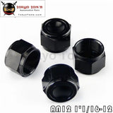 4Pcs 12-An An12 Anodized Aluminum Adapter Female Flare Cap /Plug/ Nut Fitting Bk