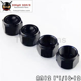 4Pcs 12-An An12 Anodized Aluminum Adapter Female Flare Cap /Plug/ Nut Fitting Bk