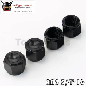 4Pcs 8-An An8 Anodized Aluminum Adapter Female Flare Cap /Plug/ Nut Fitting Bk