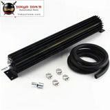 18" Inch Aluminum Finned Transmission Single Pass Oil Cooler W/ Oil Line Hose Bk