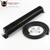 18" Inch Aluminum Finned Transmission Single Pass Oil Cooler W/ Oil Line Hose Bk