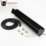 18" Inch Aluminum Finned Transmission Single Pass Oil Cooler W/ Oil Line Hose Bk