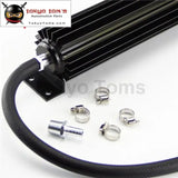 18" Inch Aluminum Finned Transmission Single Pass Oil Cooler W/ Oil Line Hose Bk