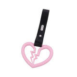 Pink Broken Heart Tsurikawa Black PVC Strap