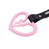 Pink Broken Heart Tsurikawa Black PVC Strap