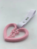 Pink Broken Heart Tsurikawa White PVC Strap