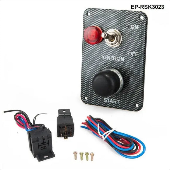 Racing Car Engine Start Button + 1 Toggle Switch Ignition Switch Panel Drift 12V Carbon Fiber - Tokyo Tom's