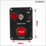 Racing Car Engine Start Button + 1 Toggle Switch Panel Drift 12V Carbon Fiber - Tokyo Tom's