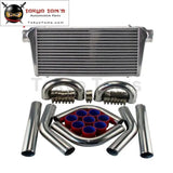 600mm*300mm*76mm Front Mount Turbo Intercooler + 3" Aluminum Piping Hose Clamps Kit Black/Blue/Red