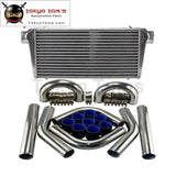 600mm*300mm*76mm Front Mount Turbo Intercooler + 3" Aluminum Piping Hose Clamps Kit Black/Blue/Red