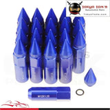 20Pcs Spiked Extended Tuner 60mm Lug Nuts Wheels / Rims M12X1.25 Aluminum Blue/ Black / Red