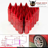 20Pcs Spiked Extended Tuner 60mm Lug Nuts Wheels / Rims M12X1.25 Aluminum Blue/ Black / Red