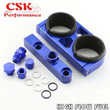 Dual Twin Fuel Pump Bracket Billet Assembly Outlet Manifold Fits For 044 Fuel Pump Black/Blue/Red