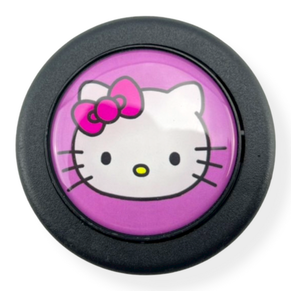 Kitty Cat Pink Bow Horn Button
