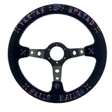 13" (320mm) VX Speed Racing Suede Pink Blue Stitch Steering Wheel