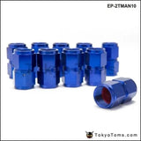 10Pcs/Set Blue An10 Fuel Oil Fitting Aluminum Hose End Adaptor 2 Side Female Fitting