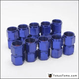 10Pcs/Set Blue An10 Fuel Oil Fitting Aluminum Hose End Adaptor 2 Side Female Fitting