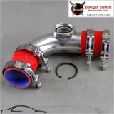 Silver 2.5" 63mm 90 Degree  Ssqv Blow Off Valve Adapte Aluminum Pipe+ Red Silicone+Clamps - Tokyo Tom's