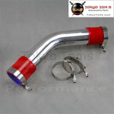 Silver 70mm 2.75" 45 Degree Aluminum Turbo Intercooler Pipe Piping+Red Silicon Hose + T Bolt Clamps - Tokyo Tom's