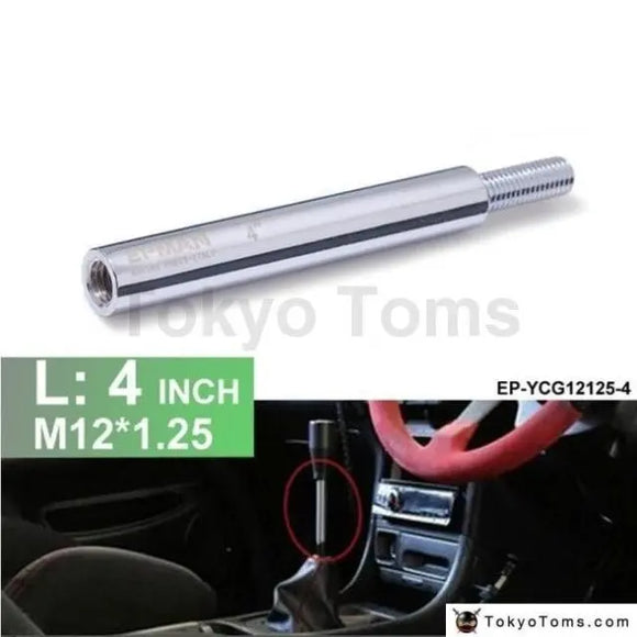 Silver Shift Knob Extension For Manual Gear Shifter Lever 4In M12X1.25 - Tokyo Tom's