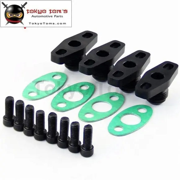 4Pcs10An Drain GT T17 T20 T25 T28 T30 T35 Garrett Turbo Billet Oil Return Flange Black/Silver