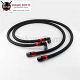 55" / 63" AN10 Stainless Steel/ Nylon Braided Oil/Fuel Line W/ Fittings Black/Silver