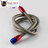 55" Nylon Steel 10An Oil Cooler Braided Oil Fuel Gas Line Hose Kit W/ Adapter Black / Silver