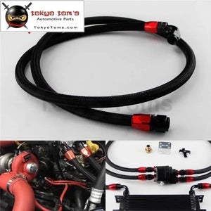 63" 8An N/S Nylon Steel Braided Oil Cooler Filter Hose Oil Fuel Line + Fittings Black / Silver