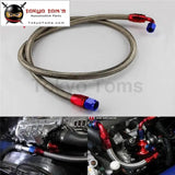 63" 8An N/S Nylon Steel Braided Oil Cooler Filter Hose Oil Fuel Line + Fittings Black / Silver