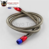 63" 8An N/S Nylon Steel Braided Oil Cooler Filter Hose Oil Fuel Line + Fittings Black / Silver