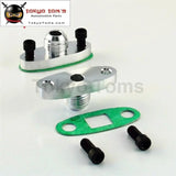 2 Pcs Turbo Oil Drain Outlet Flange Gasket Adapter Kit 10An Male Fitting T3 T4 Black/Silver