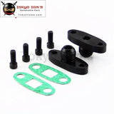 2 Pcs Turbo Oil Drain Outlet Flange Gasket Adapter Kit 10An Male Fitting T3 T4 Black/Silver