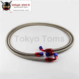 2Pcs 8An Stainless Steel Braided Oil Filter Hose Oil Fuel Line + Fittings Black / Silver