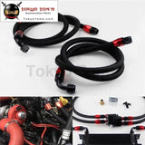 2Pcs 8An Stainless Steel Braided Oil Filter Hose Oil Fuel Line + Fittings Black / Silver