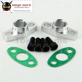 2Pcs Aluminum Turbo Oil Drain Flange Fits For GT Ball Bearing GT25R GT28R GT30R GT35R Black/Silver