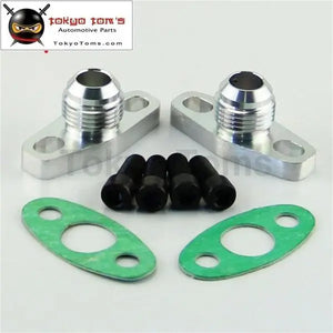 2Pcs10An Drain GT T17 T20 T25 T28 T30 T35 Garrett Turbo Billet Oil Return Flange Black/Silver