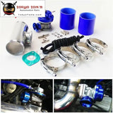 30Psi Blow Off Valve Bov +Type Rs 2.5" Flange Pipe Adapter Silicone Hose Kit   Black / Blue / Silver